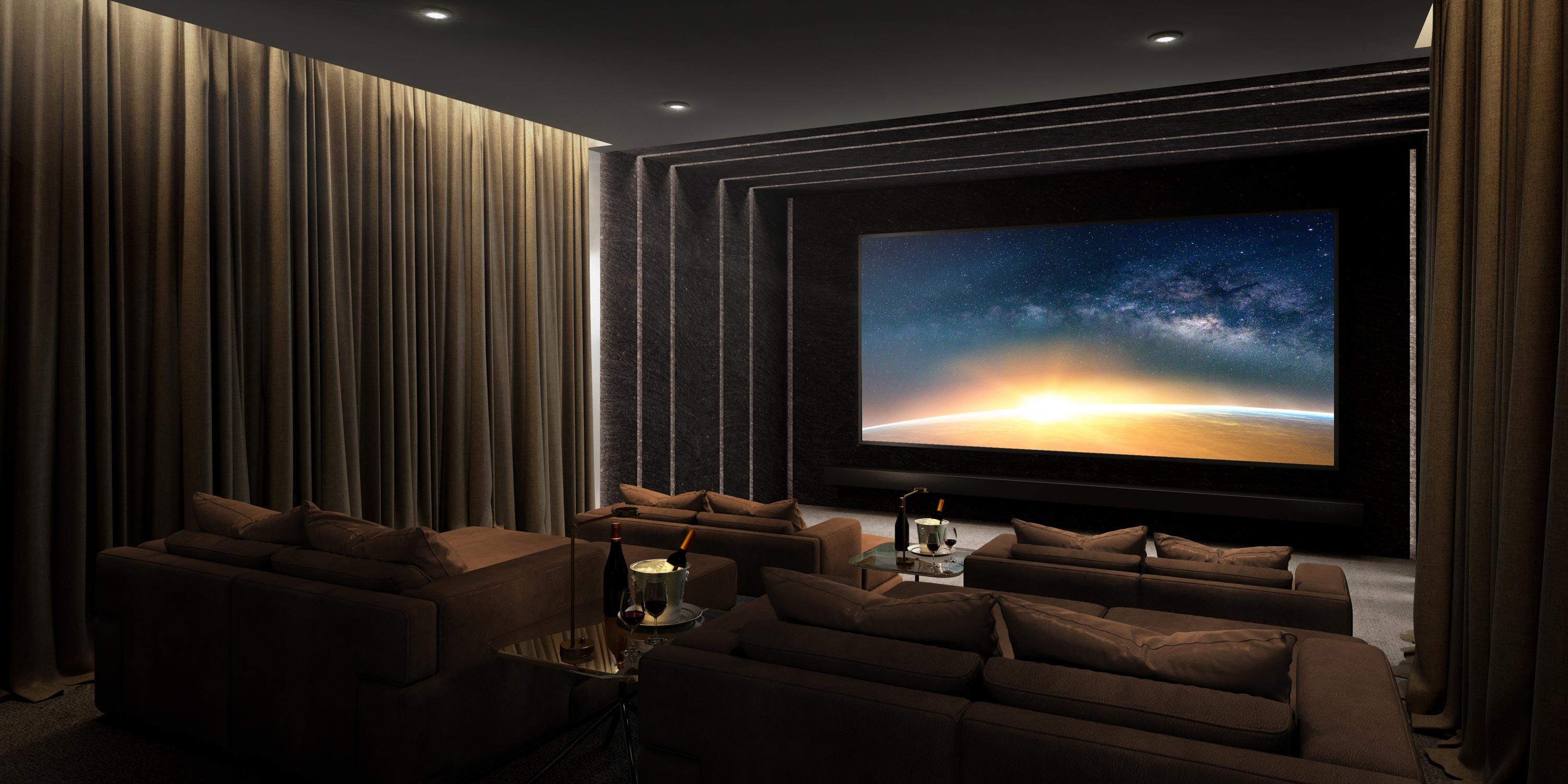 blue accents in a sony home theater