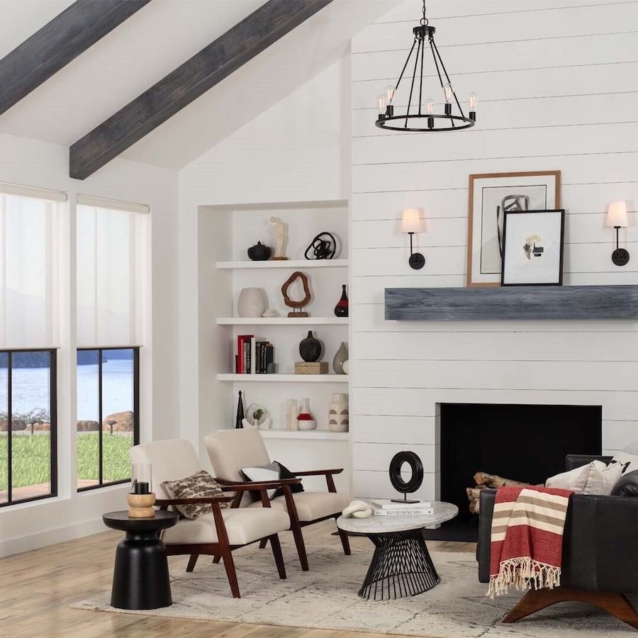 Luxury home with Lutron motorized shades.